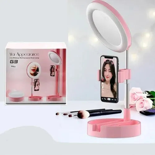 Aro De Luz + Espejo Soporte Celular Selfies con 3 Modos De Luz